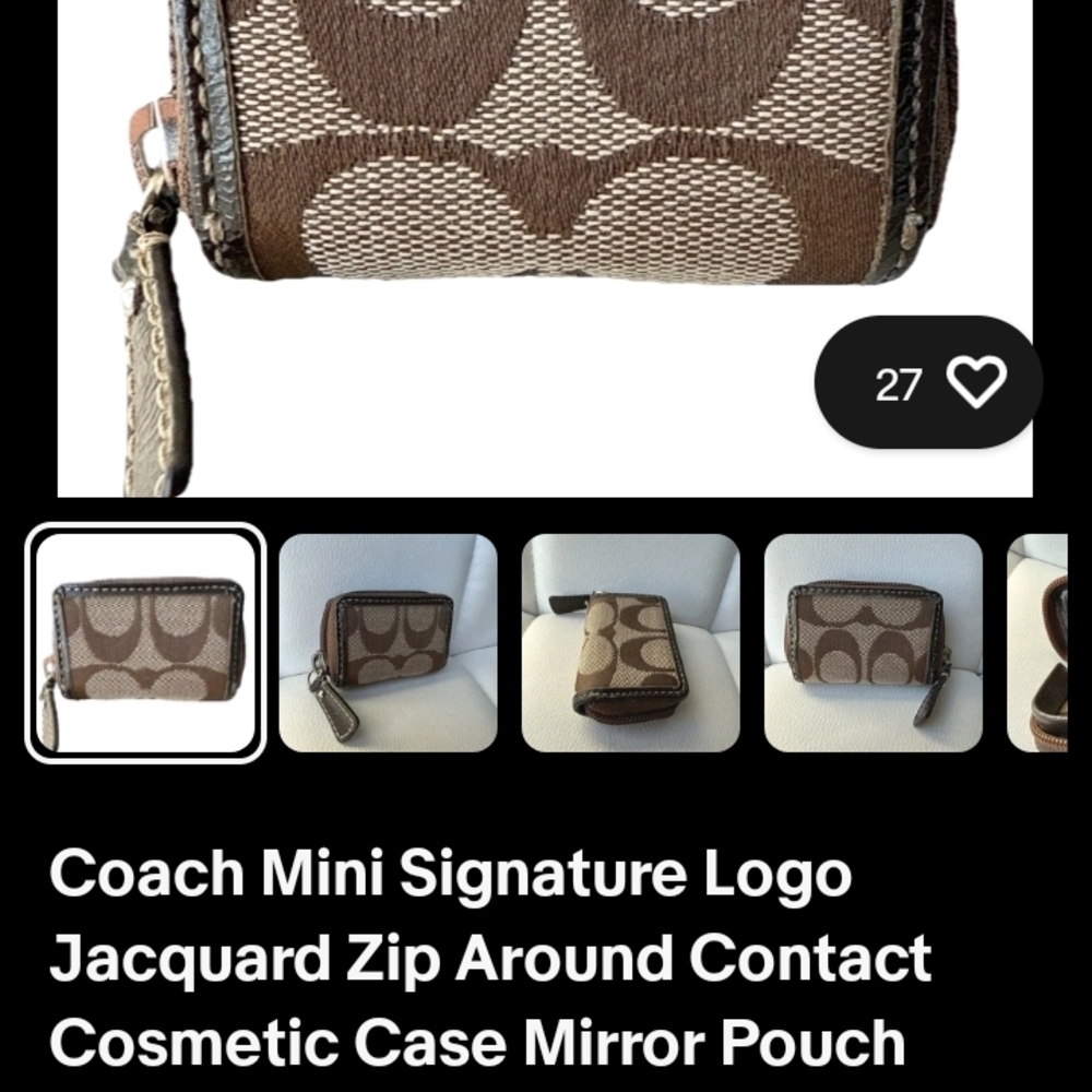 Coach Brown Signature Zip Pouch